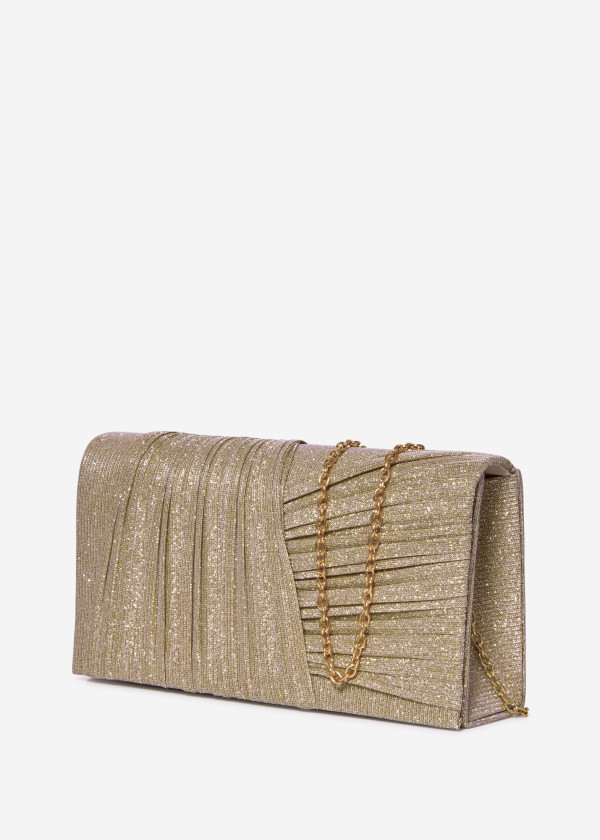 Gold Pleated Evening Clutch 3