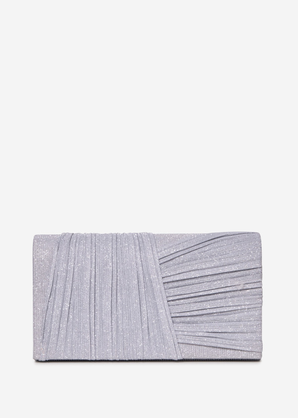 Silver Pleated Evening Clutch