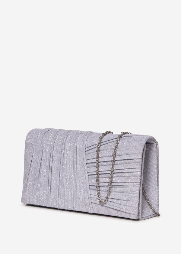 Silver Pleated Evening Clutch 3