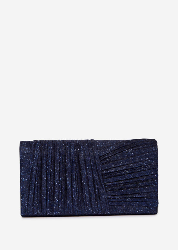 Navy Pleated Evening Clutch 4