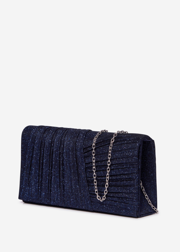 Navy Pleated Evening Clutch 2