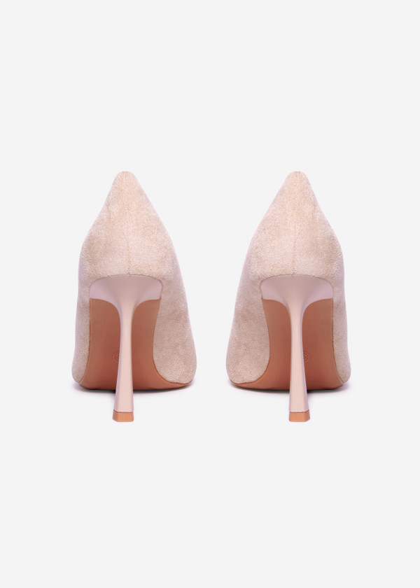 Beige Stiletto Pointed Toe Heels 1