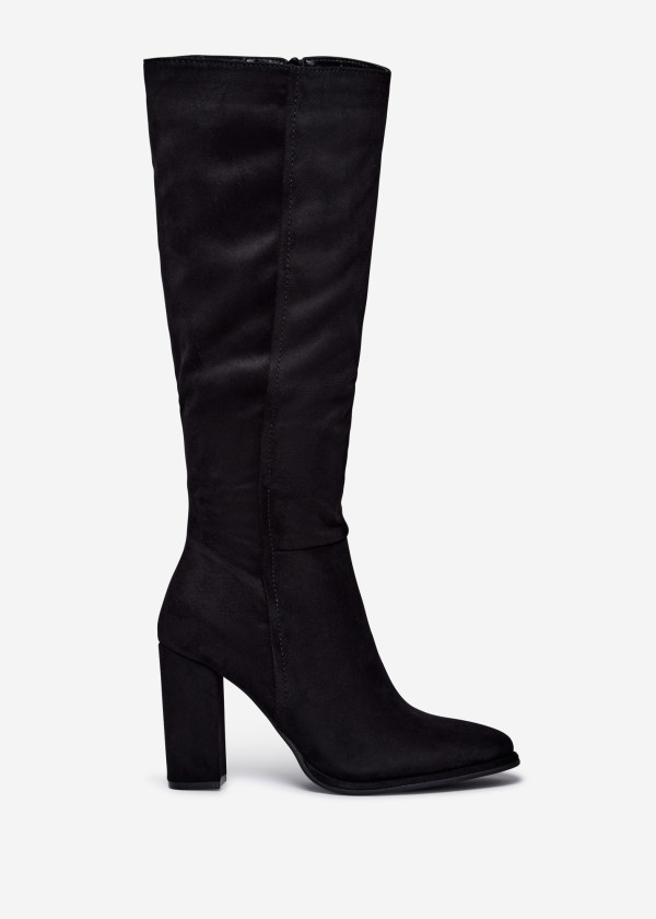 Black Classic Knee-High Block Heel Boots 3