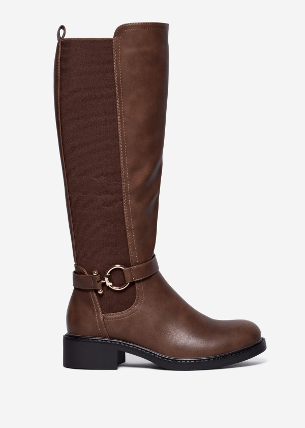 Tan Classic Boots with Buckle Detail 3