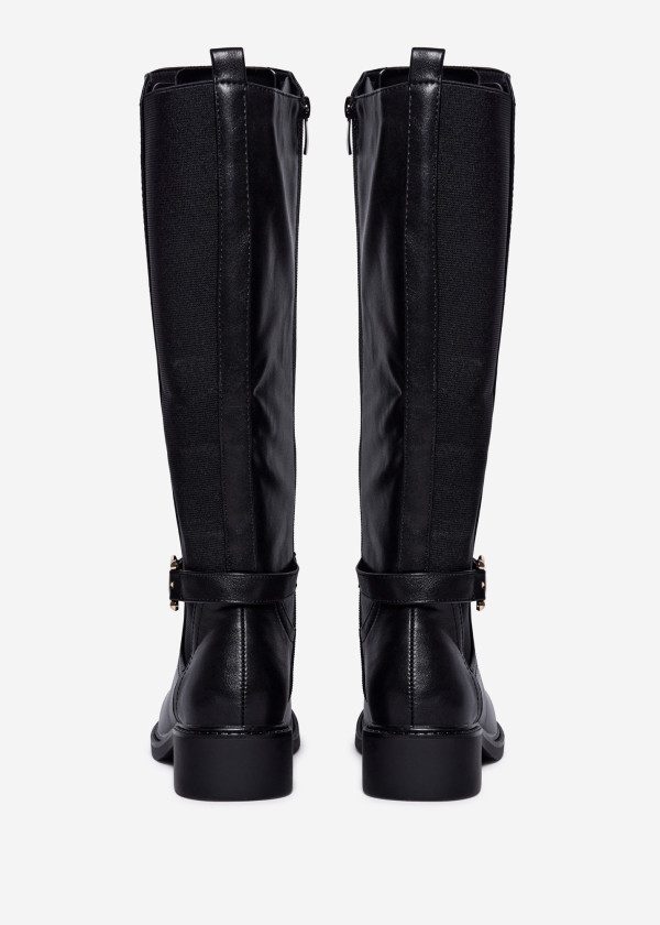 Black Classic Boots with Buckle Detail 2