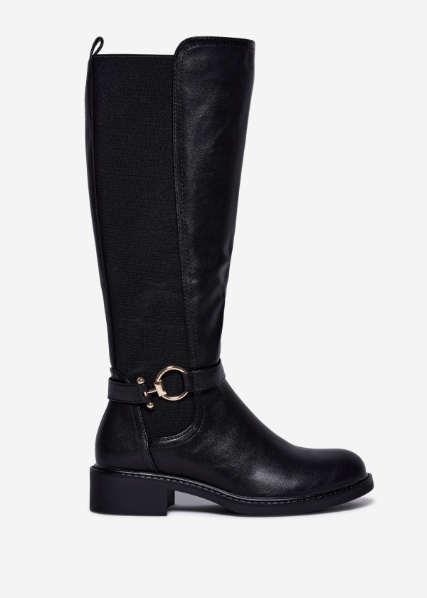 Black Classic Boots with Buckle Detail 3