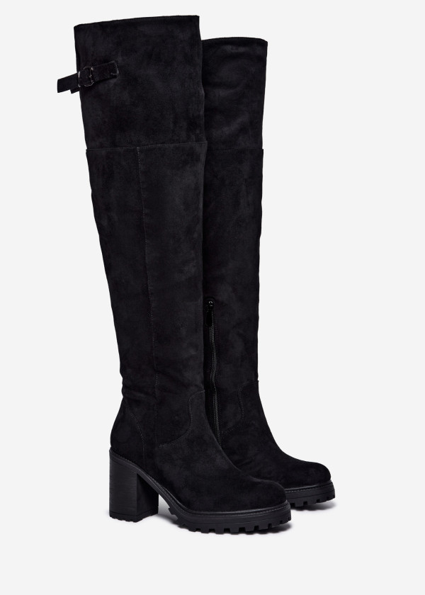 Black Over The Knee Helled Boots