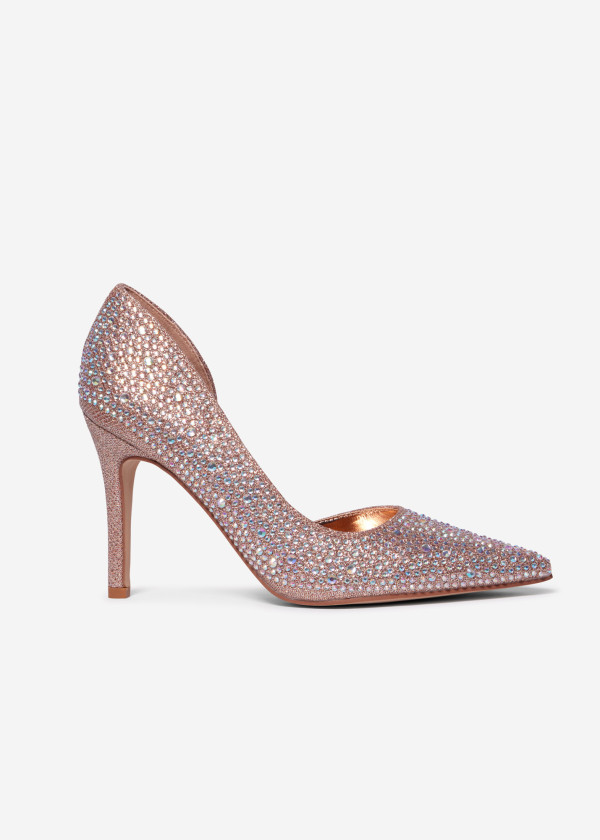 Rose gold Rhinestone-Embellished Stiletto Heels 3