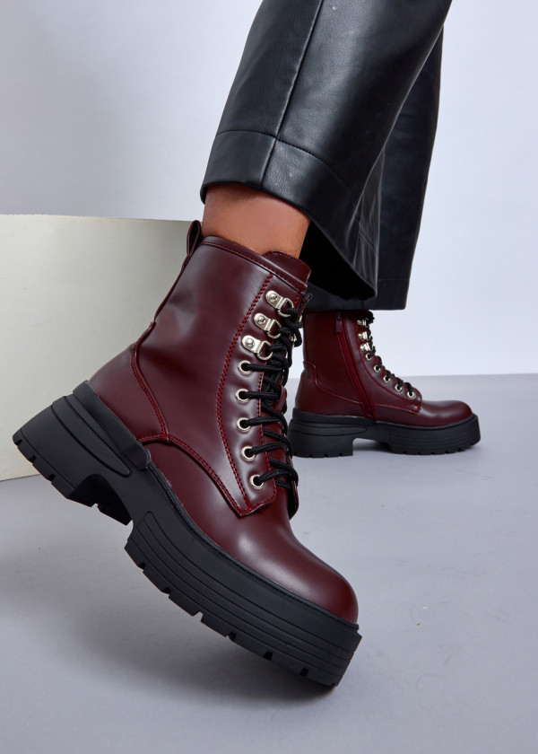 Wine Combat Platform Boots 1