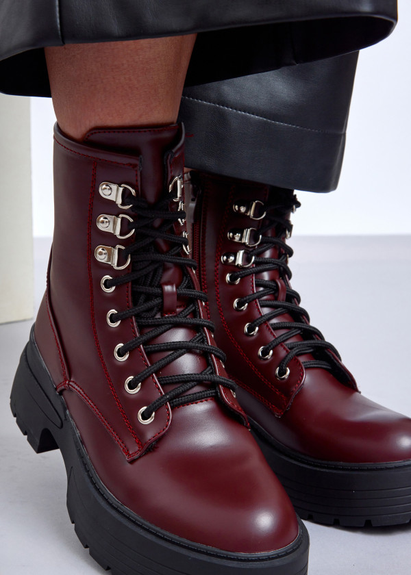 Wine Combat Platform Boots 2