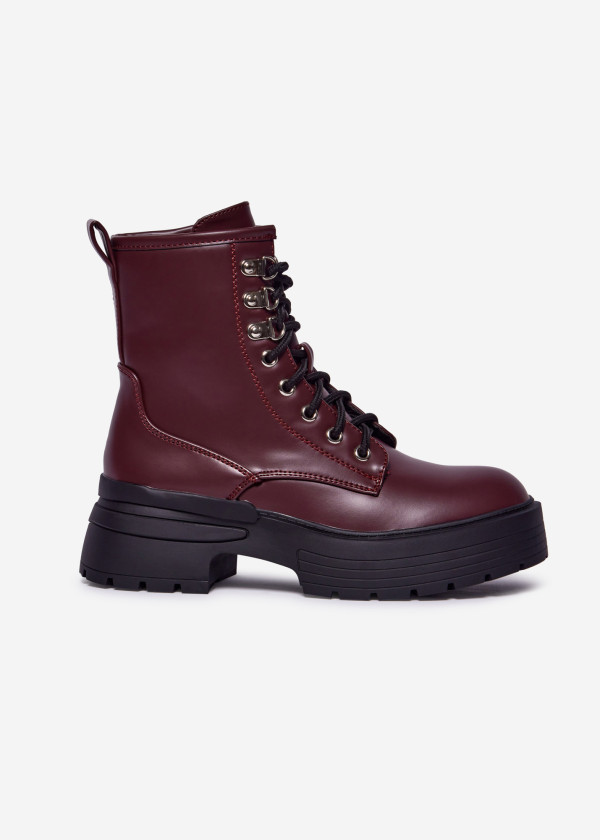 Wine Combat Platform Boots 3