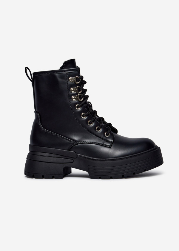 Black Combat Platform Boots 3