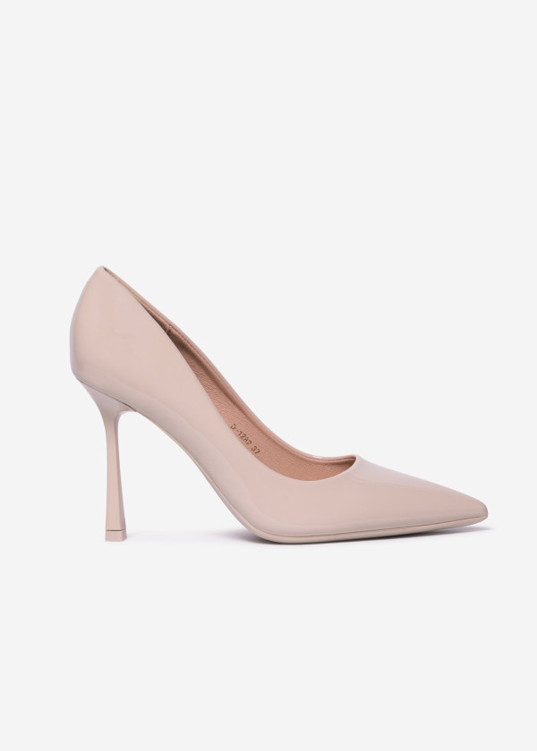 Beige Patent Stiletto Heels 3