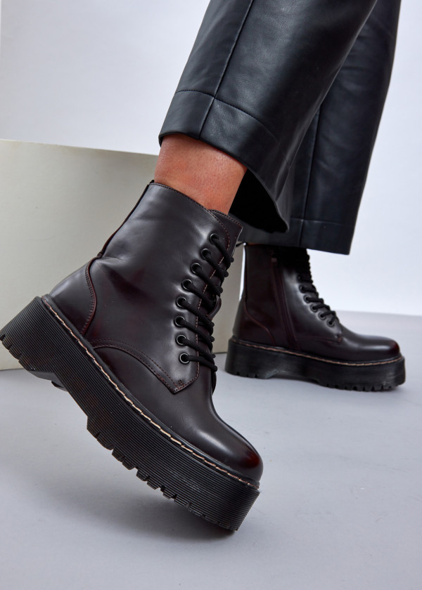 Wine Platform Combat Boots 1