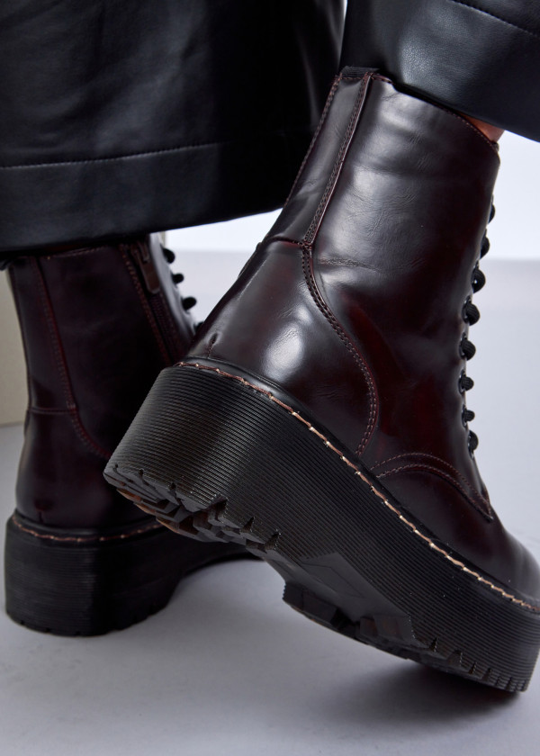 Wine Platform Combat Boots 2