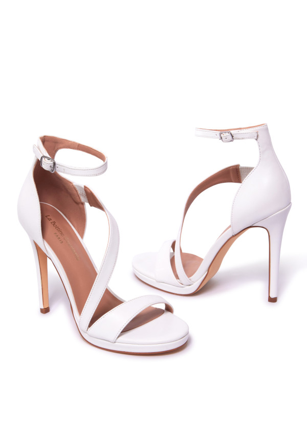 White Strappy Stiletto Heels 1