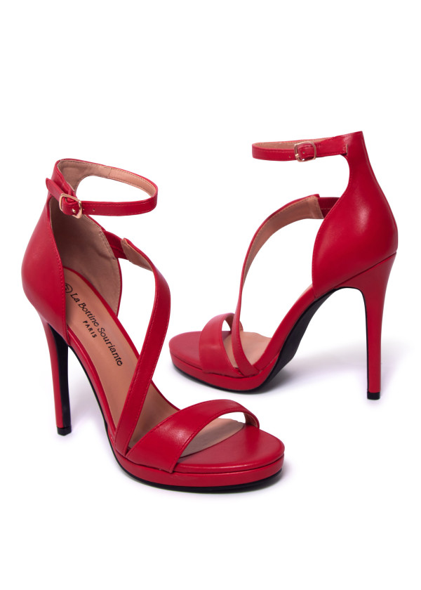 Red Strappy Stiletto Heels 1