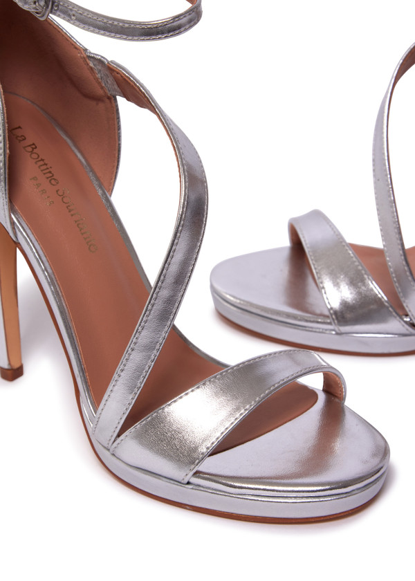 Silver Strappy Stiletto Heels 3