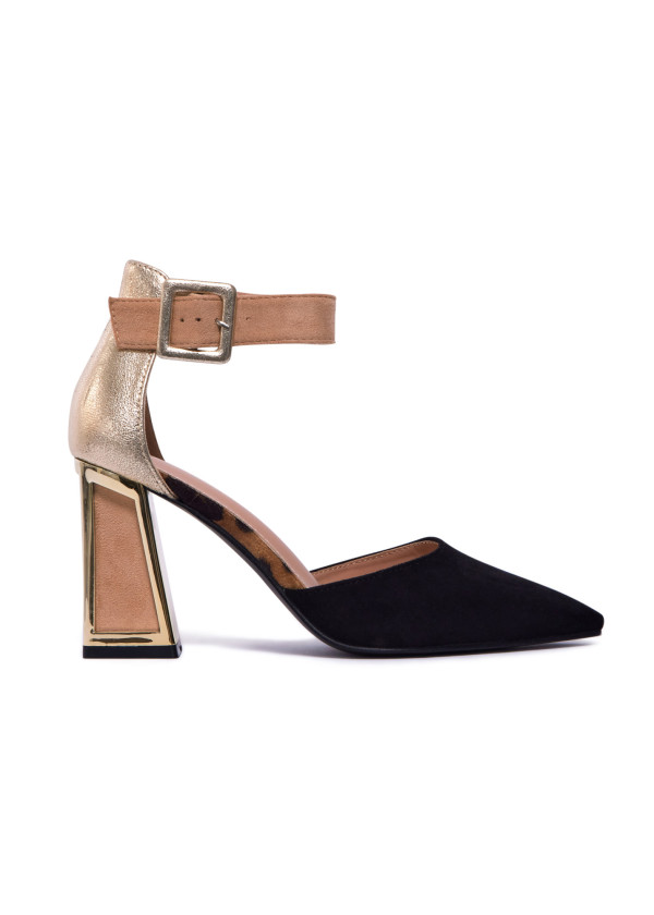 Black Chic Two-Tone Block Heel Pumps 3