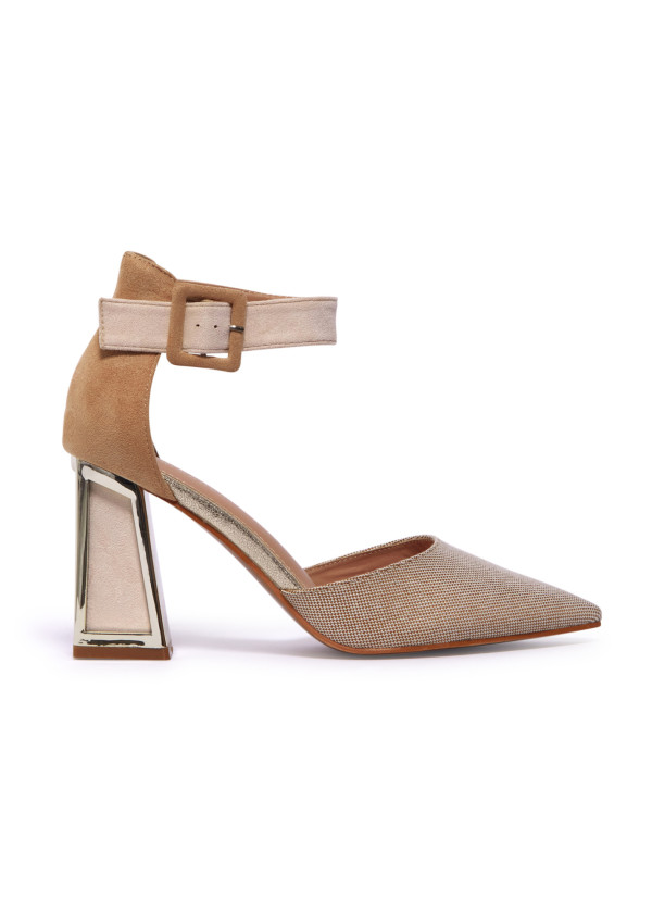 Khaki Chic Two-Tone Block Heel Pumps 3