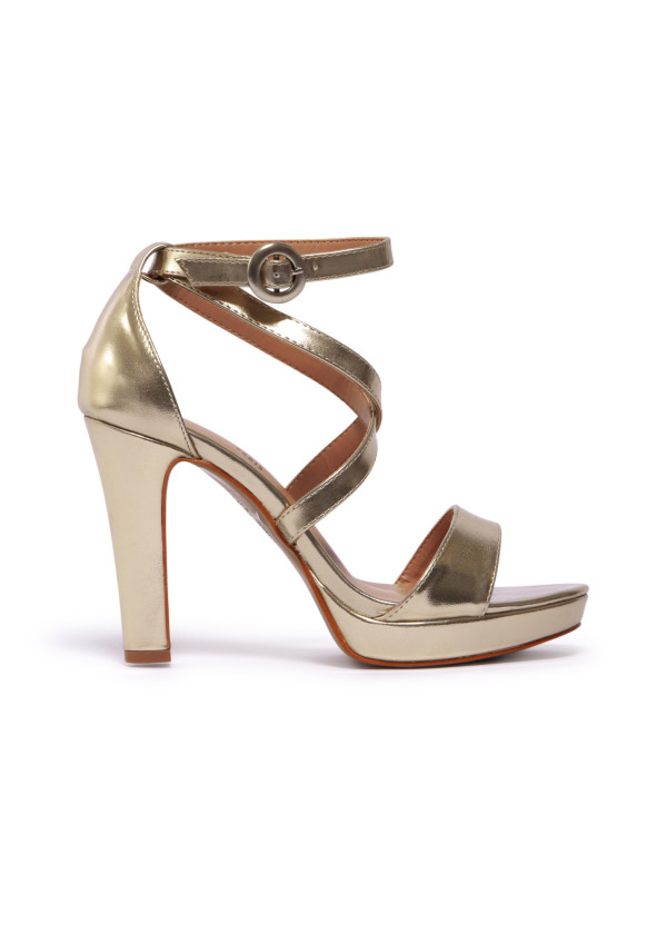 Gold strappy platform heeled Sandals 3