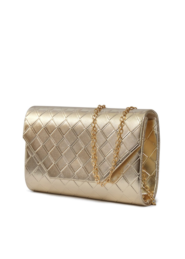 Gold Quilted Evening Clutch 1