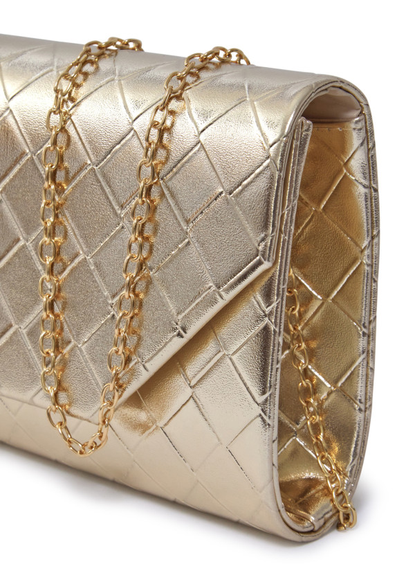 Gold Quilted Evening Clutch 2