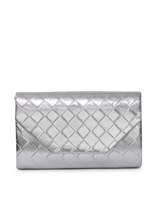 Silver Quilted Evening Clutch 4