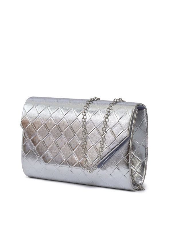 Silver Quilted Evening Clutch 1