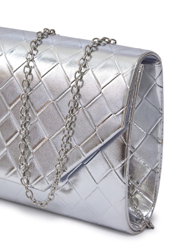 Silver Quilted Evening Clutch 2