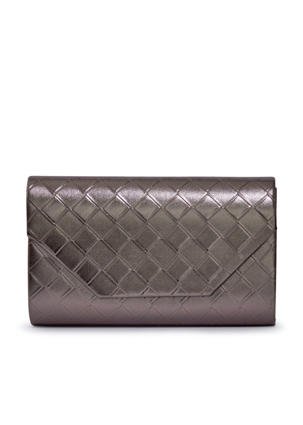 Grey Quilted Evening Clutch