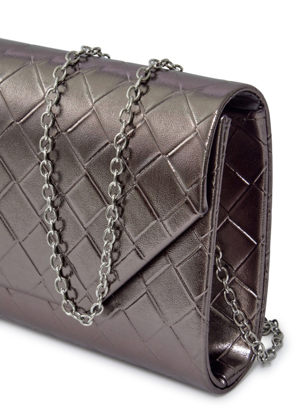 Grey Quilted Evening Clutch 2