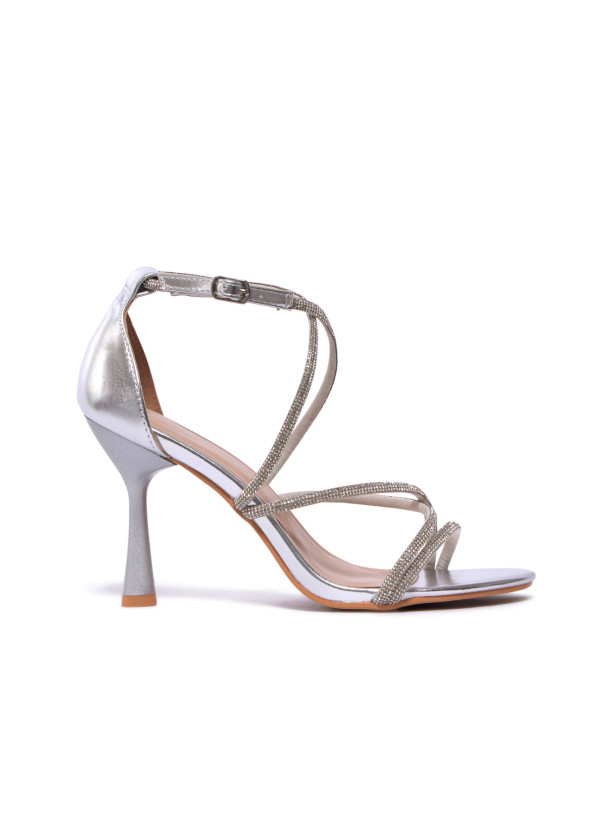 Silver Rhinestone Strappy Heels 3