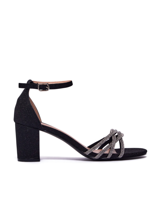 Black Strappy Block Heel Sandals 2