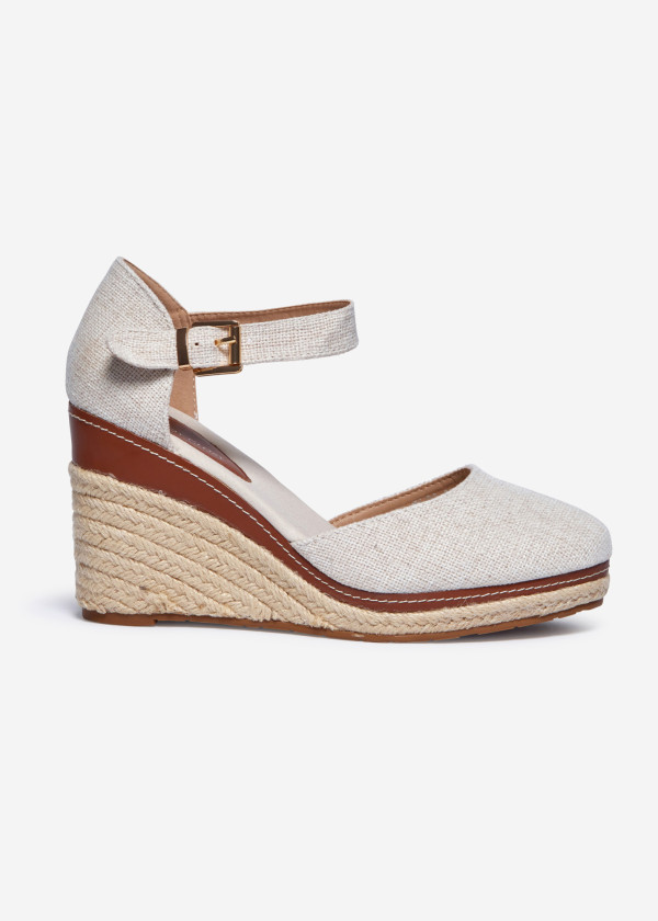 Beige Espadrille Wedge Sandals 3