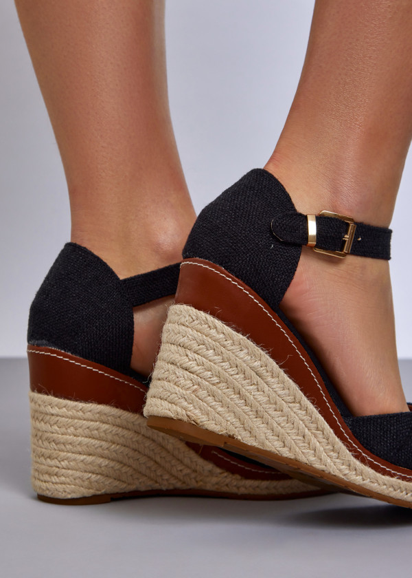 Black Espadrille Wedge Sandals 2