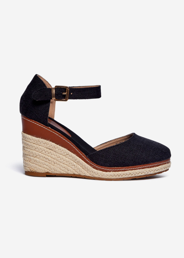 Black Espadrille Wedge Sandals 3