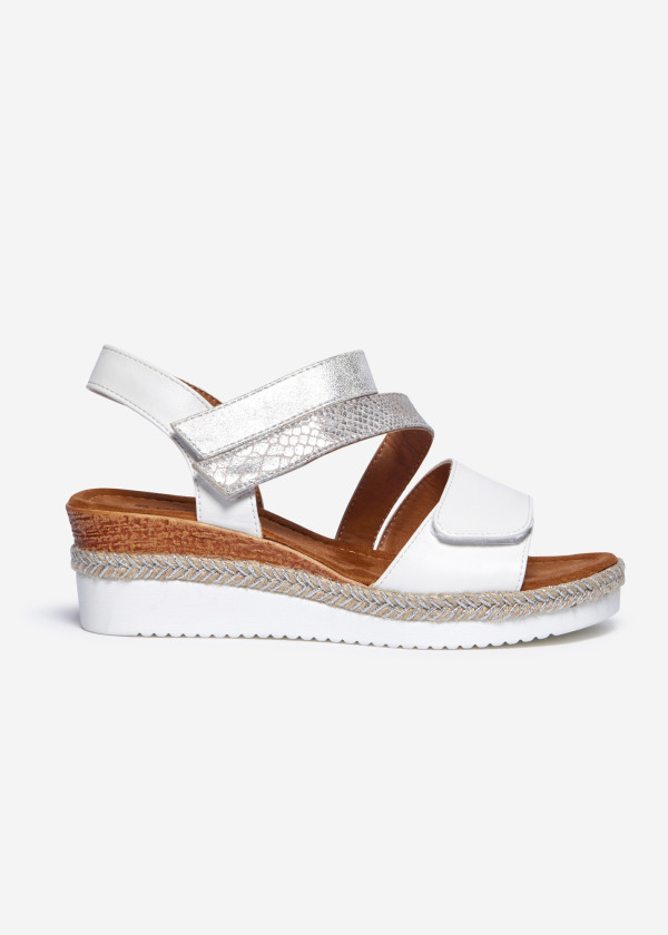 White Metallic Strap Platform Sandals 3