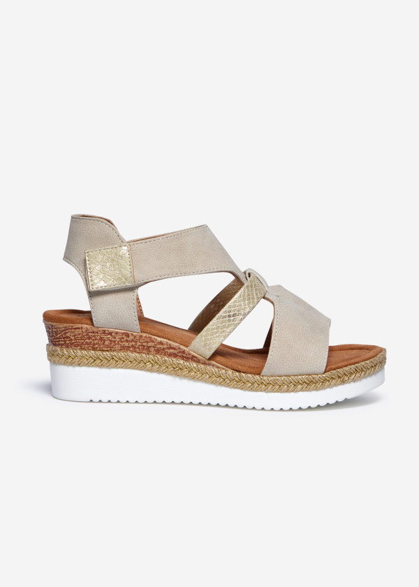 Beige Open-Toe Platform Sandals 3