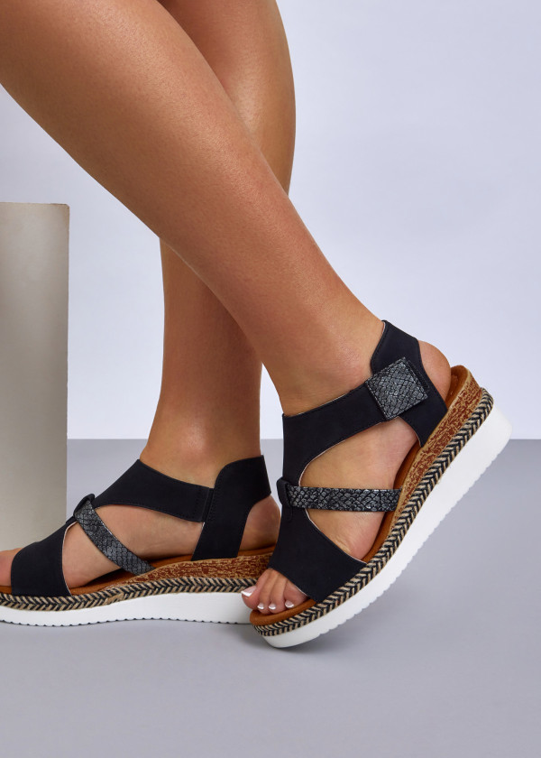 Black Open-Toe Platform Sandals 1