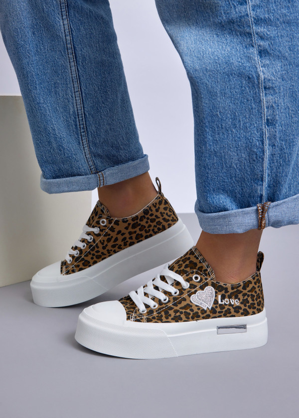 Animal Print Love Platform Sneakers