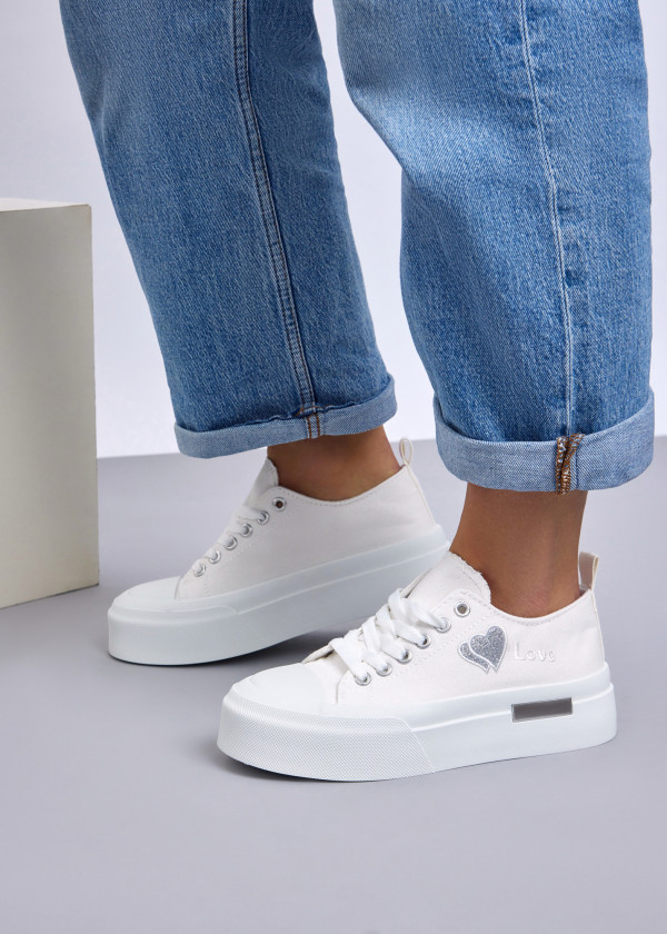 White Love Platform Sneakers