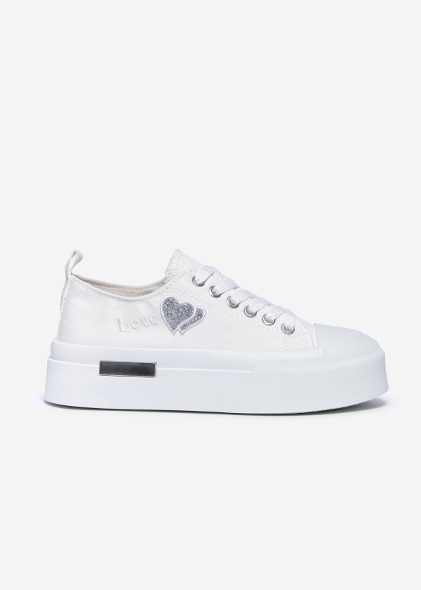 White Love Platform Sneakers 3