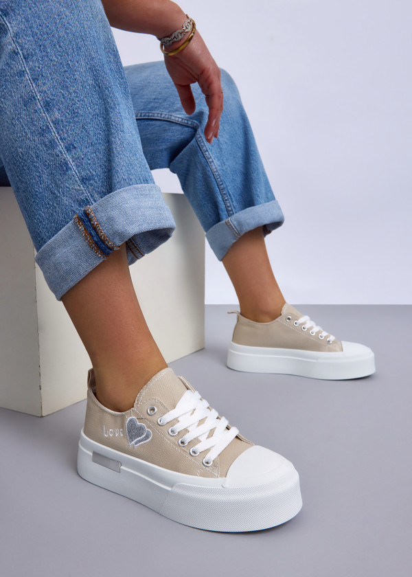 Beige Love Platform Sneakers 1