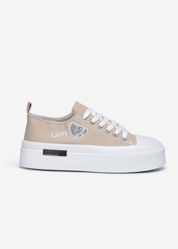 Beige Love Platform Sneakers 3