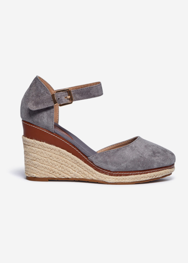 Grey closed-toe espadrille wedge 3