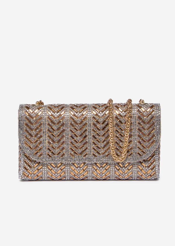 Gold Crystal Clutch Bag