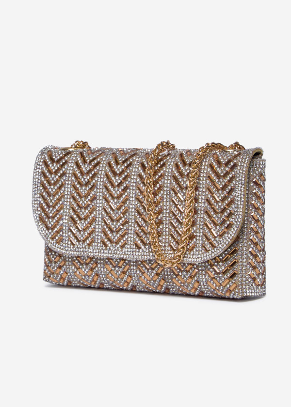 Gold Crystal Clutch Bag 1