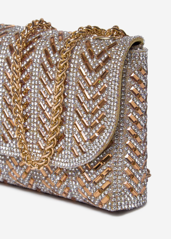 Gold Crystal Clutch Bag 2