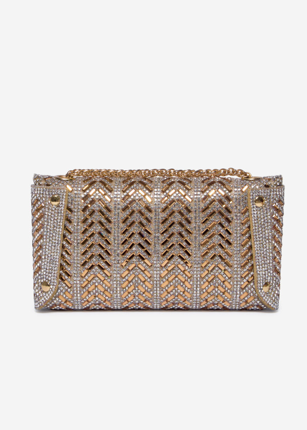 Gold Crystal Clutch Bag 3